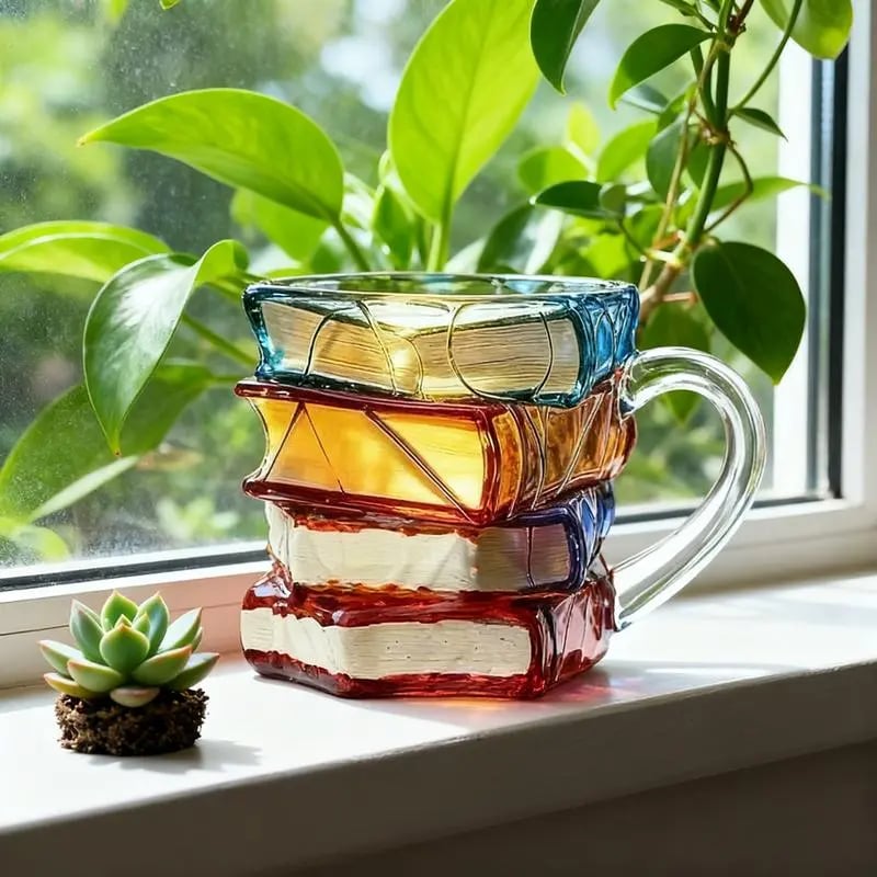 🎁 fun gift  🔥 Unique Glass Craft Innovative 3D Painting Book Mug