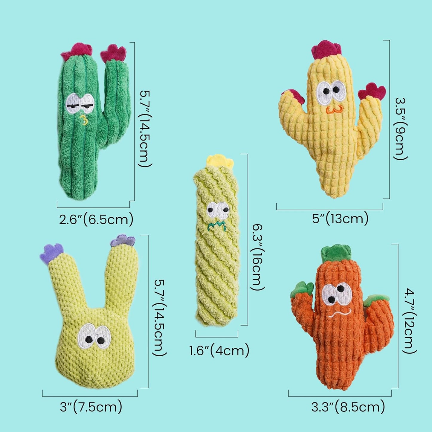 5-Pack Cactus Catnip Cat Toys – Organic Interactive Plush Toys for Indoor Cats