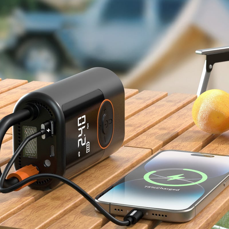 🔥Portable Tire Inflator - Smart ON/OFF Hose Design
