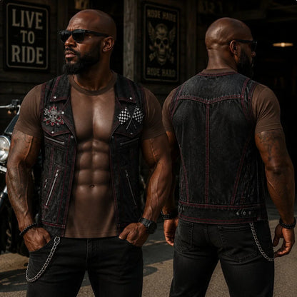 😎 Illusion Six-Pack Abs Biker Vest T-Shirt | Funny Gag & Streetwear Tee