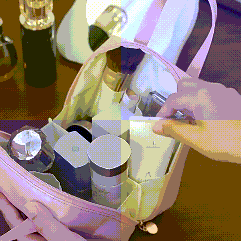 Large capacity portable cosmetic bag