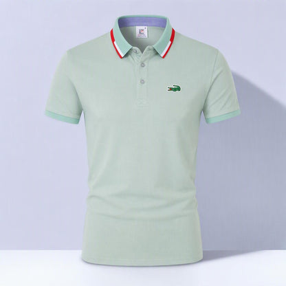 Men’s Comfortable Breathable Solid-Color Turn-Down Collar Short-Sleeve Polo