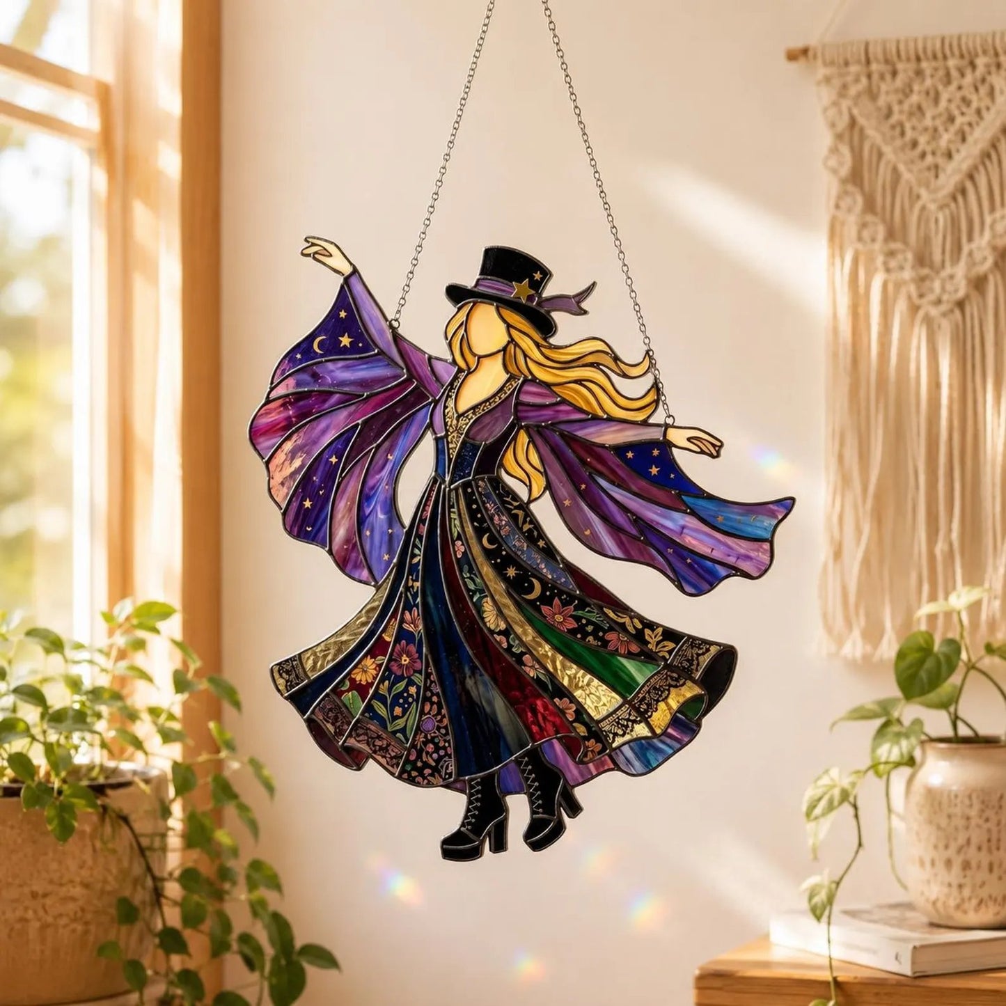 💥💃🤘 Handmade Stained Glass Spinning Suncatcher