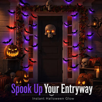 3D LED Glowing Bat Wall Decorations – Halloween Flying Bat Swarm Set