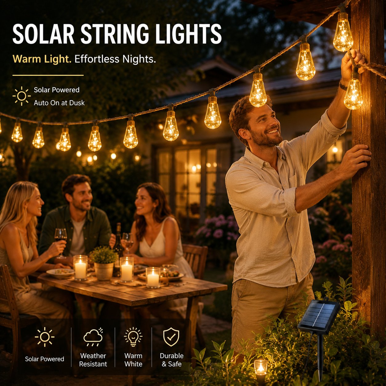 ✨ Guirnalda de luces solares - 5,5 m - 10 LED