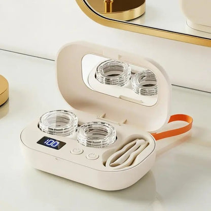 Ultrasonic Rechargeable Contact Lens Cleaner with Vanity Mirror