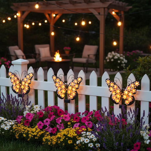 Solar Lights Outdoor Metal Butterfly Wall Decor