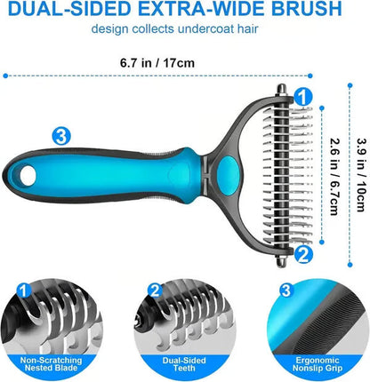Professional Double-Sided Pet Grooming Rake