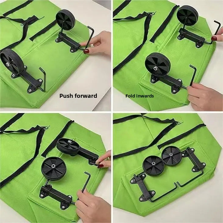 2-in-1 Foldable Shopping Cart Lightweight with Wheels