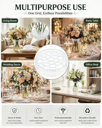 🌸🔥Reusable Silicone Flower Arranging Grid, Stretches Over The Rim of Vase, Self-Grips to Glass, for Easy Flower Arranging.