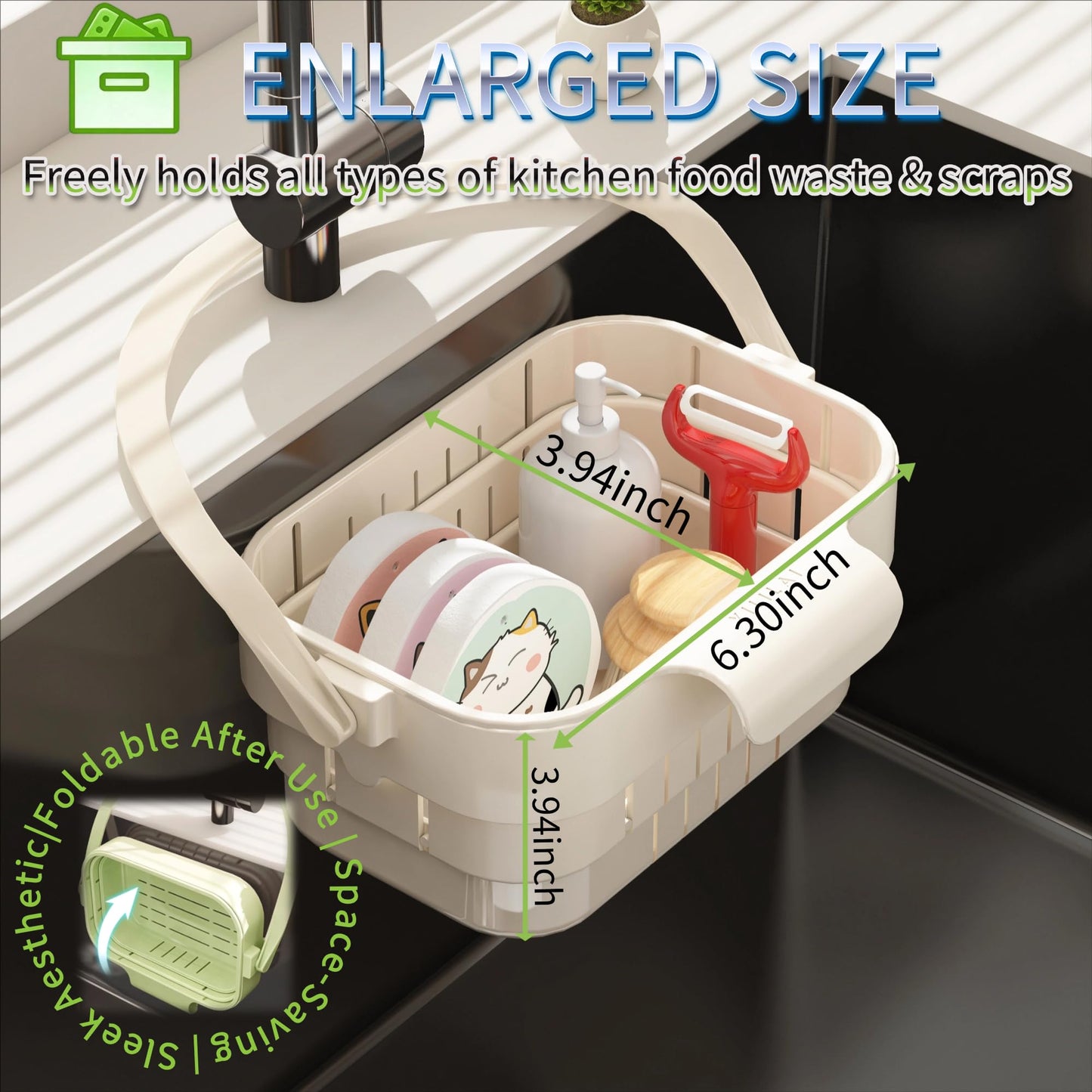 2026 Upgraded Foldable Kitchen Sink Strainer Basket