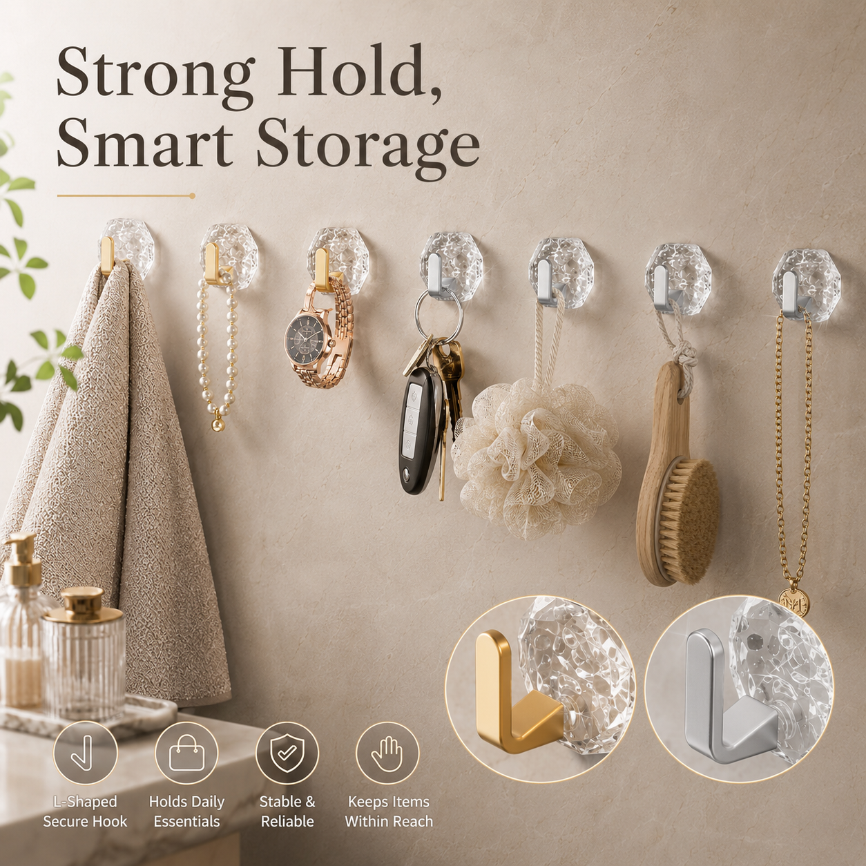10PCS Modern Hexagon Adhesive Hooks