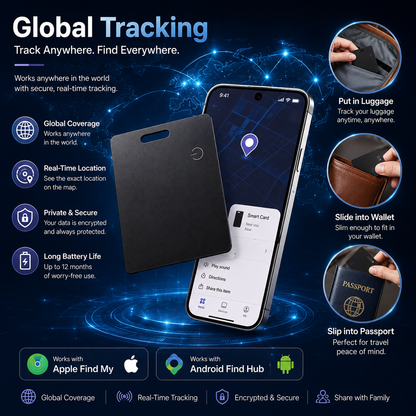 Global Ultra-Thin Tracking Card for Apple & Android