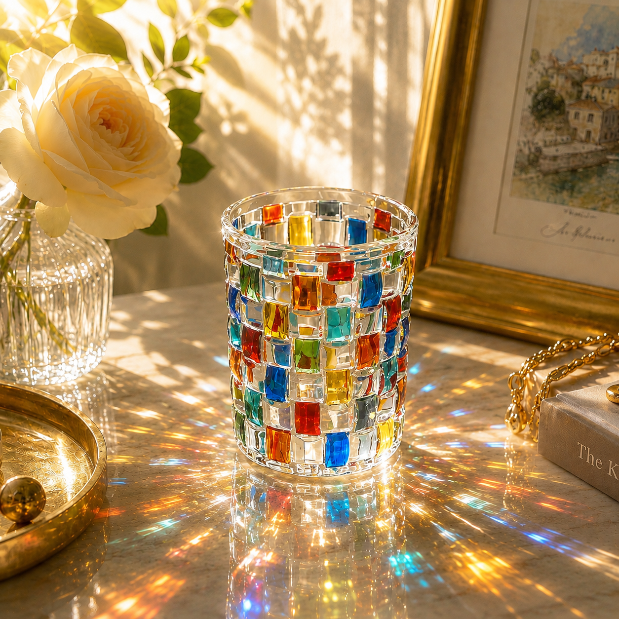 Artisan Colored Crystal Whiskey Glass