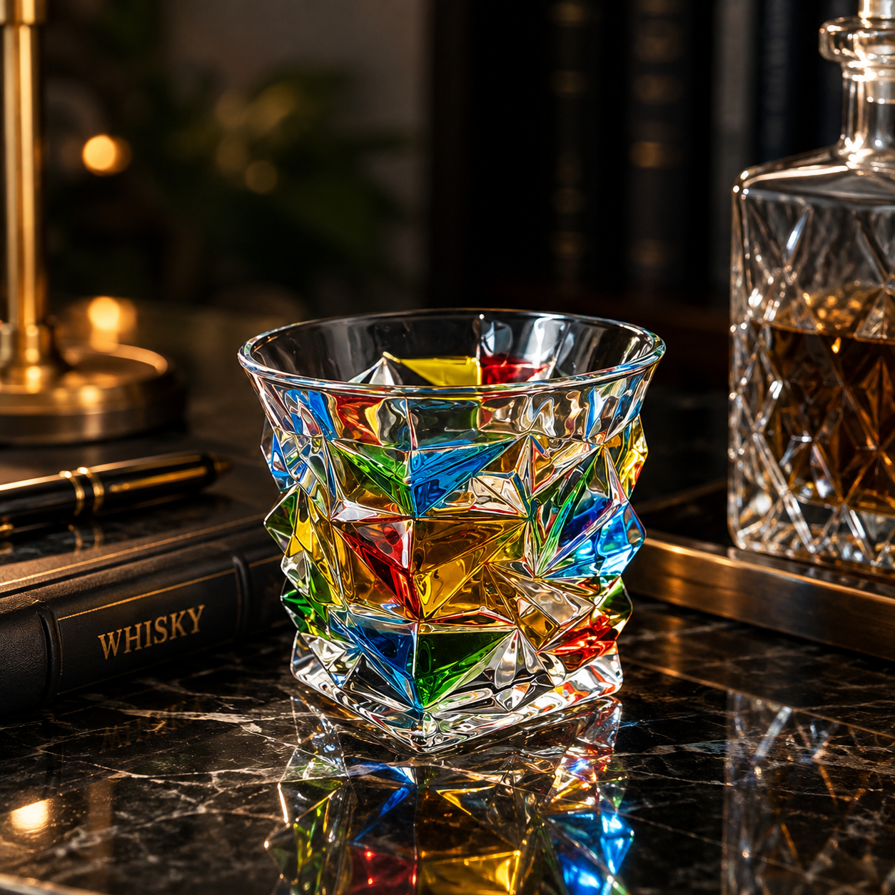 Artisan Colored Crystal Whiskey Glass