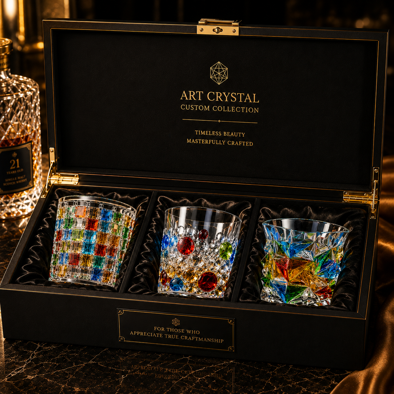 Artisan Colored Crystal Whiskey Glass