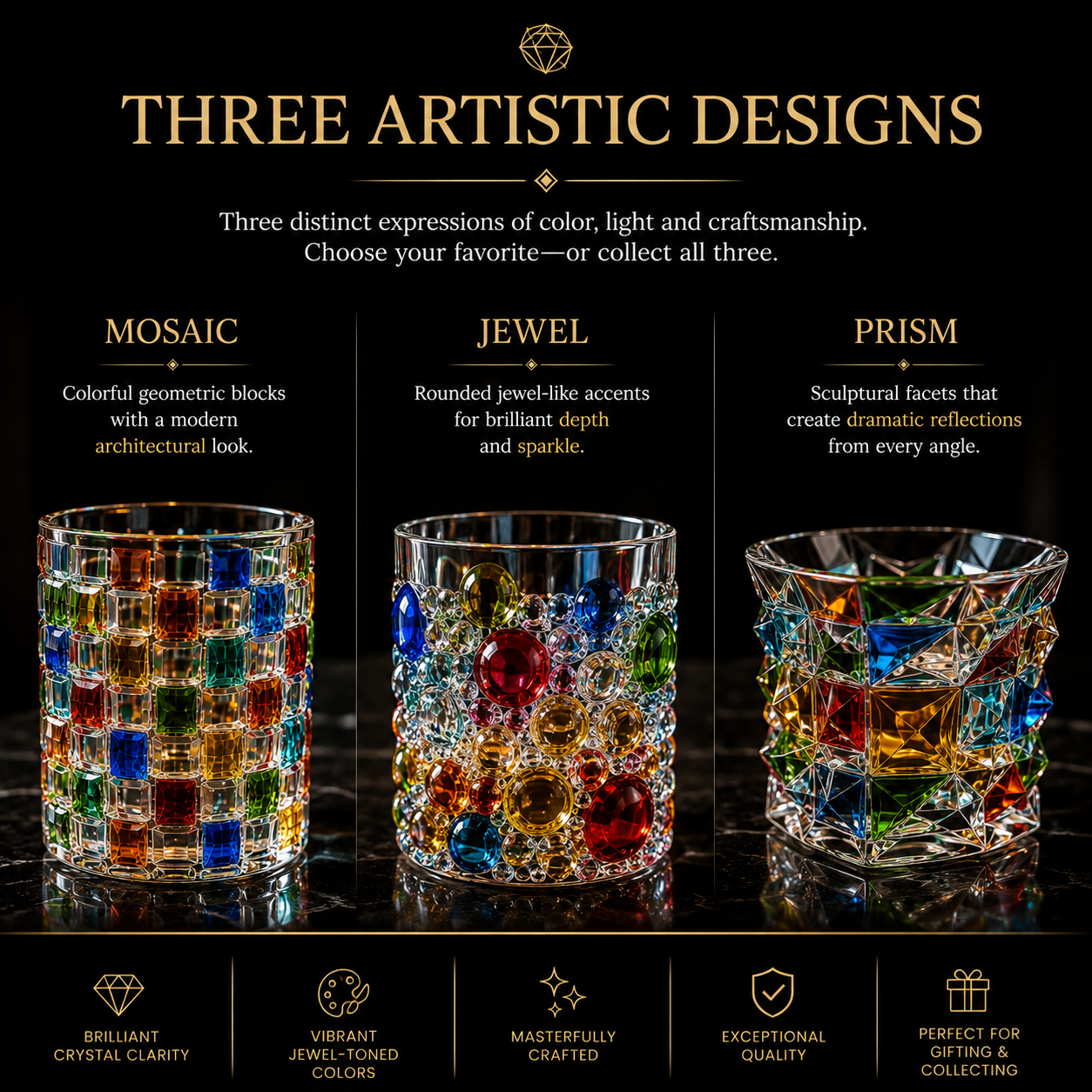 Artisan Colored Crystal Whiskey Glass