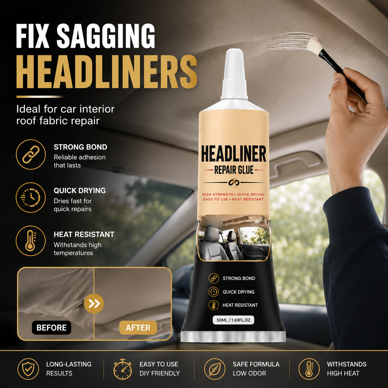 🚗 Waterproof Car Headliner Repair Glue