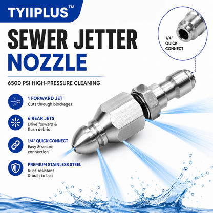 📢📢49% OFF !! ⏰🚿 6500 PSI Sewer Jetter Nozzle – 1/4" Quick Connect Drain Cleaning Attachment