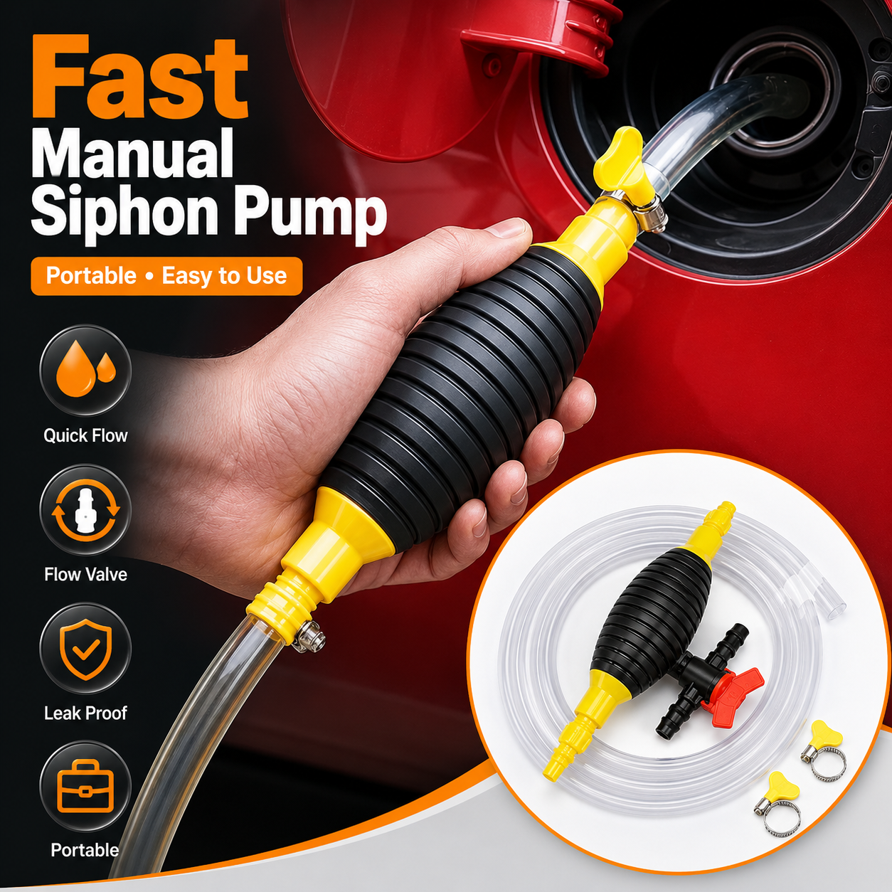 🔥LAST DAY 55% OFF🔥 Portable Manual Siphon Pump with 6.5 ft Hose