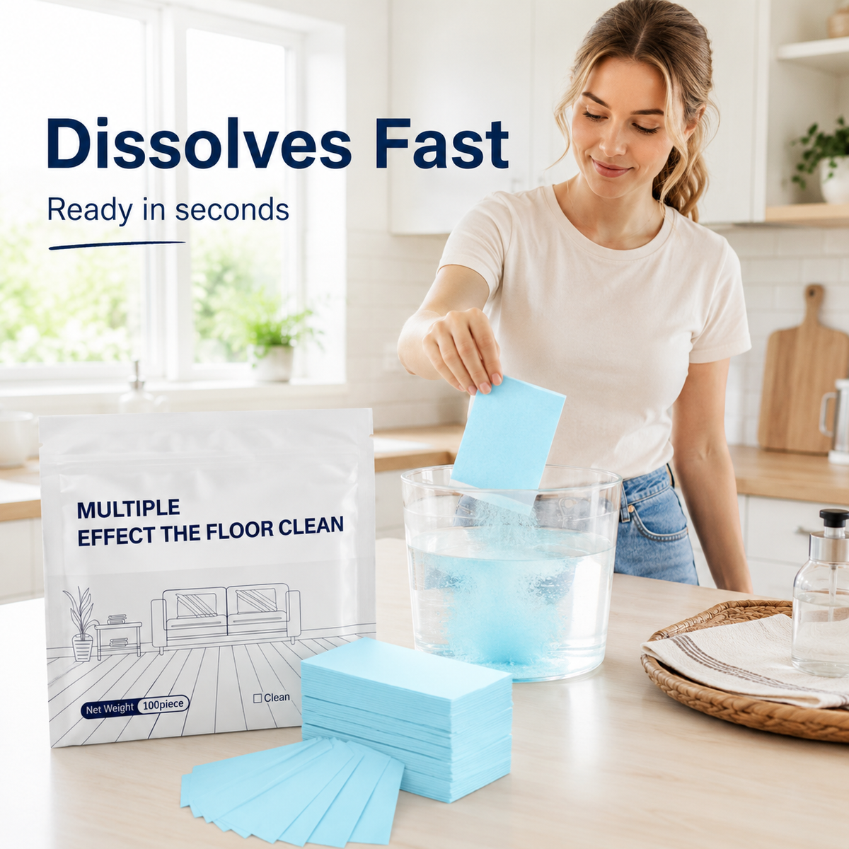 🌿 Multi-Surface Antibacterial Floor Cleaner Sheets – For Hardwood, Tile & Laminate 🛡️