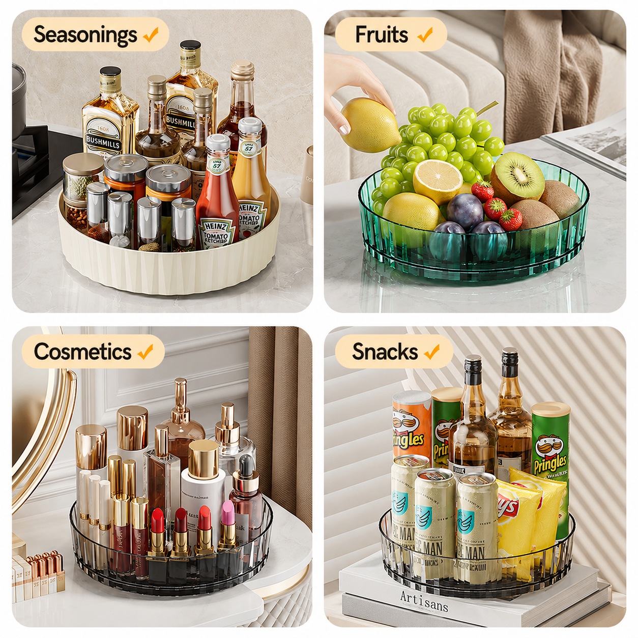 🔥Keep your kitchen neat and organized with effortless 360° rotation.