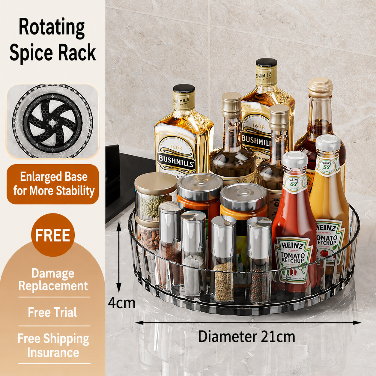 🔥Keep your kitchen neat and organized with effortless 360° rotation.