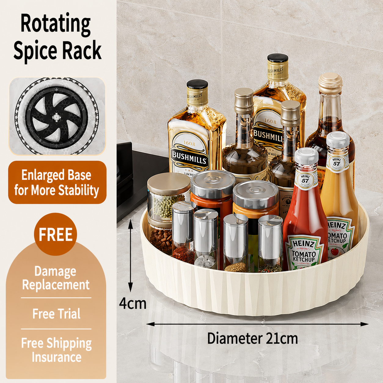 🔥Keep your kitchen neat and organized with effortless 360° rotation.