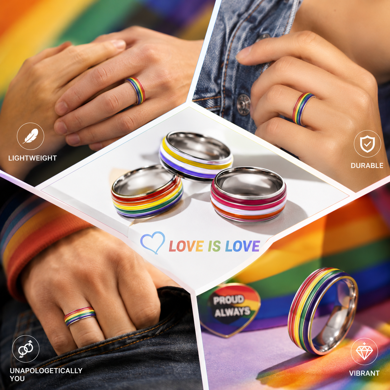 Handmade Vibrant LGBTQ Pride Rings 🌈