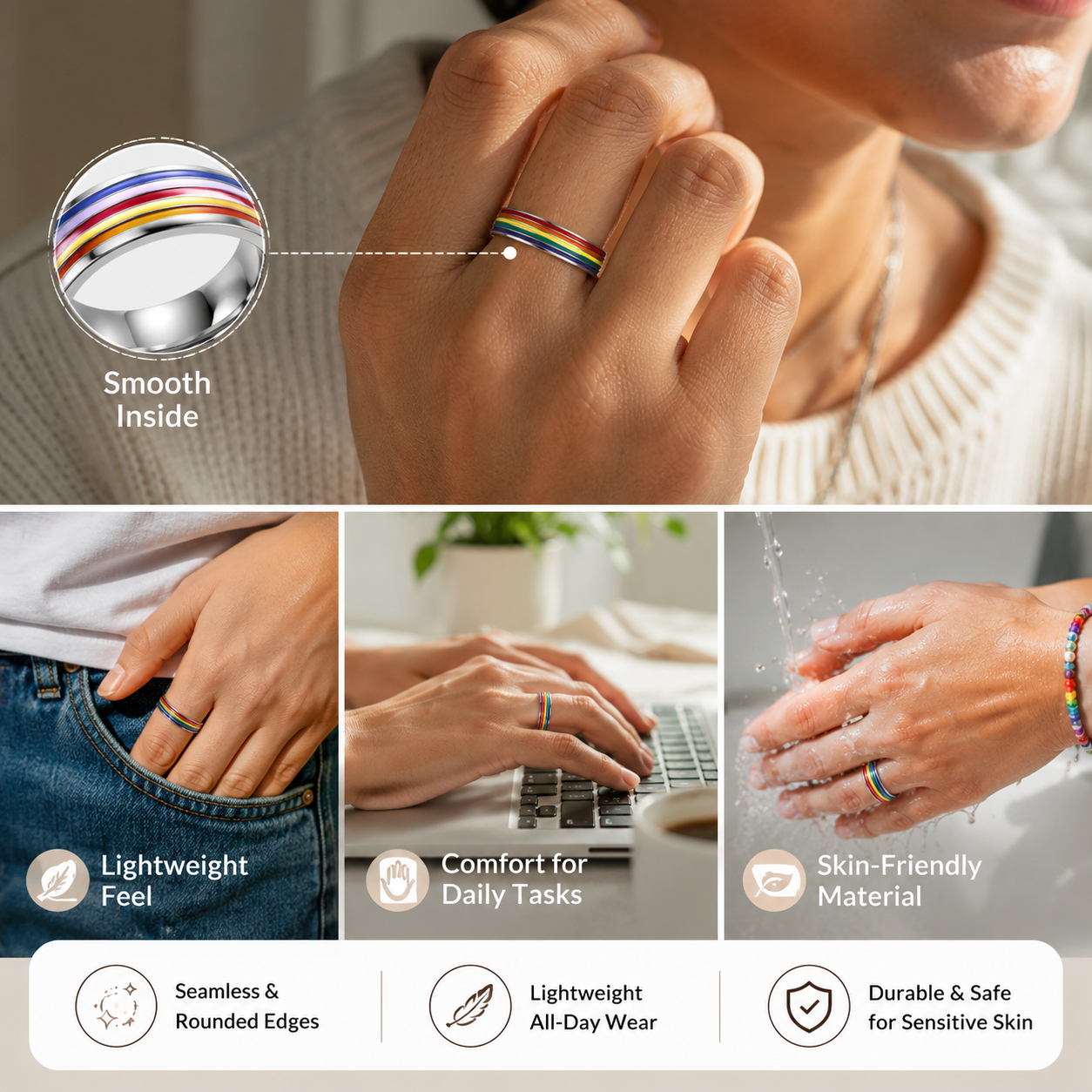 Handmade Vibrant LGBTQ Pride Rings 🌈