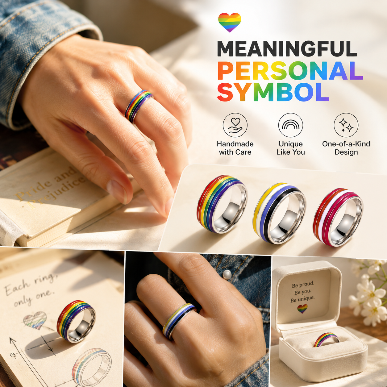 Handmade Vibrant LGBTQ Pride Rings 🌈