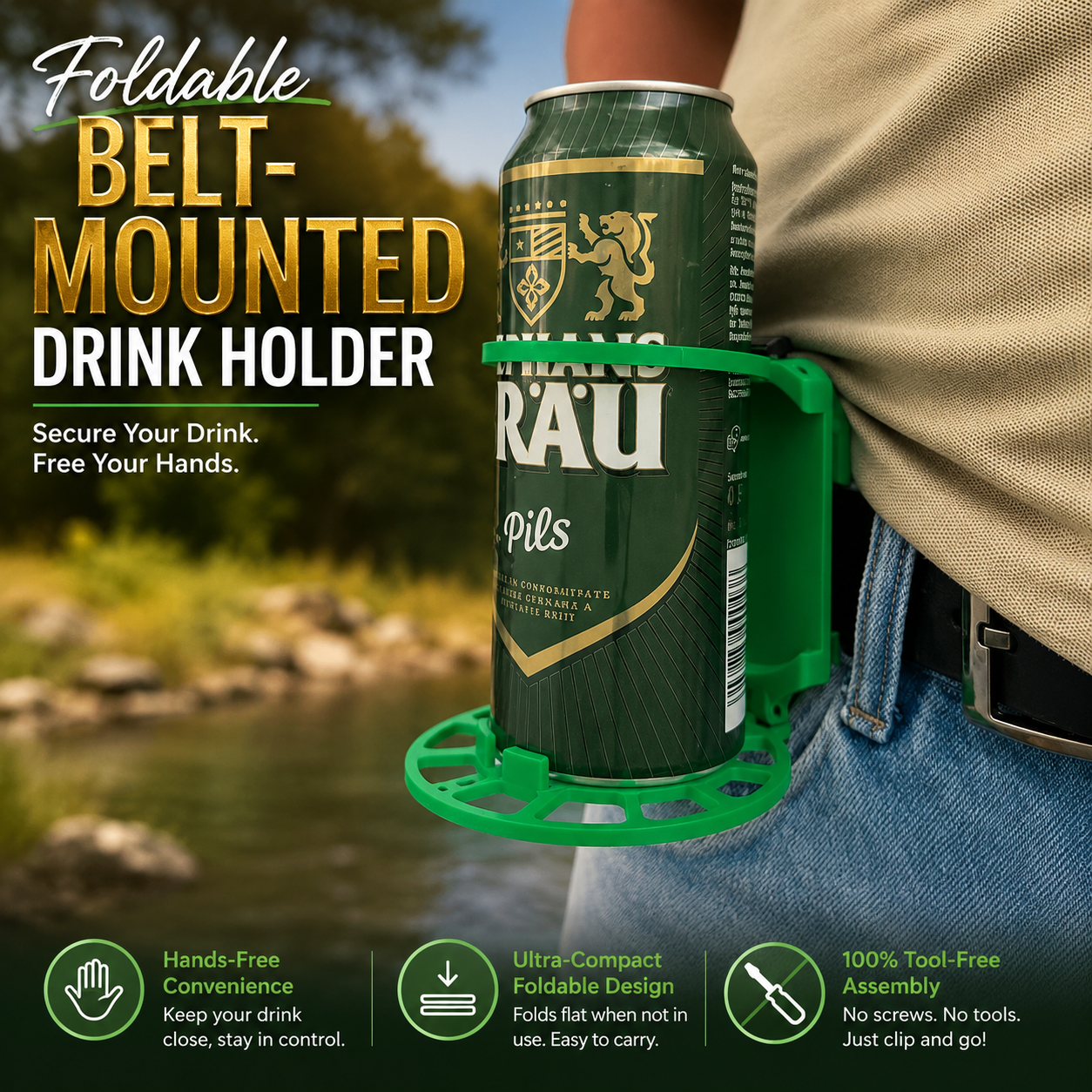 Foldable Belt-Mounted Drink Holder 🥤🎒