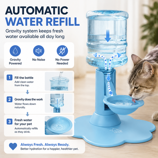 🐾 Dispensador automático de agua para mascotas – Bebedero para gatos y perros con autorrecarga por gravedad