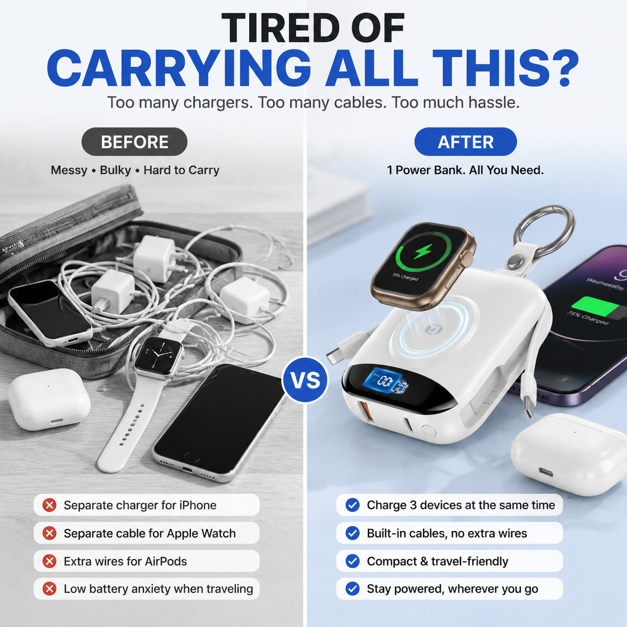 🔋 3-in-1 Magnetic Power Bank 10000mAh