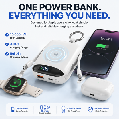🔋 3-in-1 Magnetic Power Bank 10000mAh