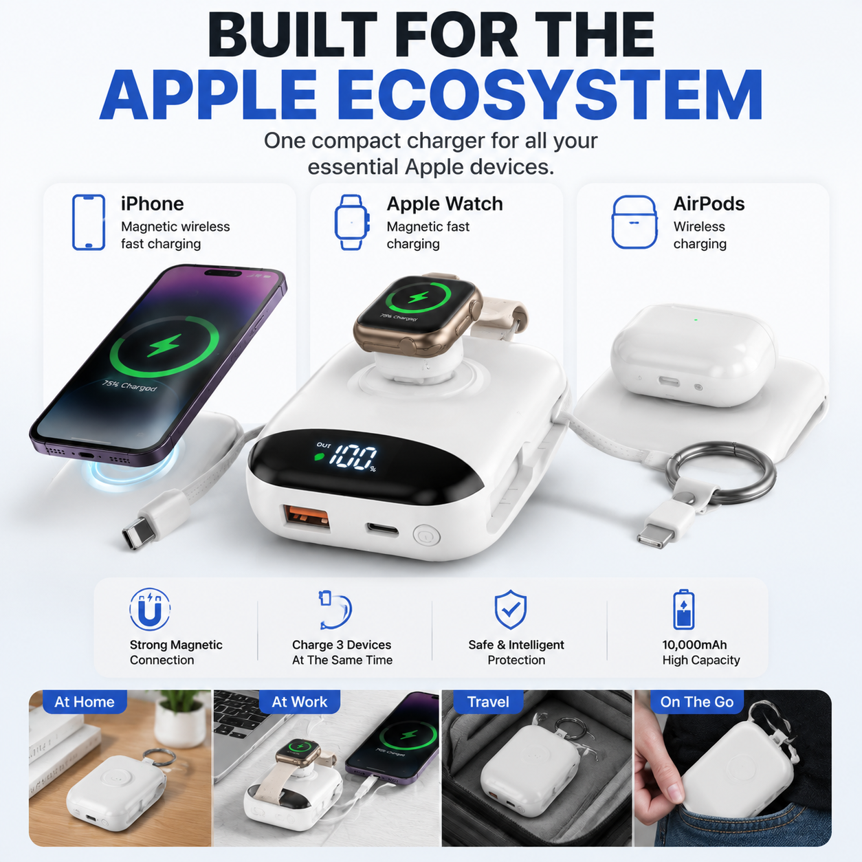 🔋 3-in-1 Magnetic Power Bank 10000mAh