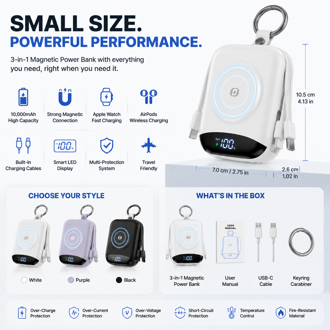 🔋 3-in-1 Magnetic Power Bank 10000mAh