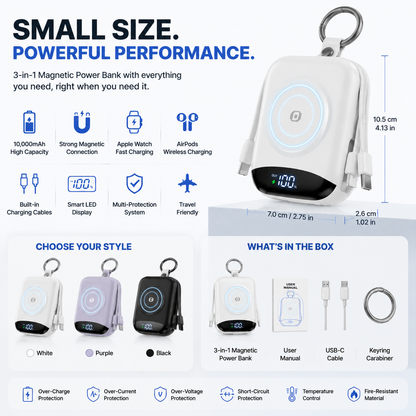 🔋 3-in-1 Magnetic Power Bank 10000mAh
