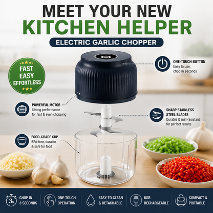 🔥50% off on the last day| 😩 Still Chopping Garlic by Hand? Household Electric Garlic Crusher