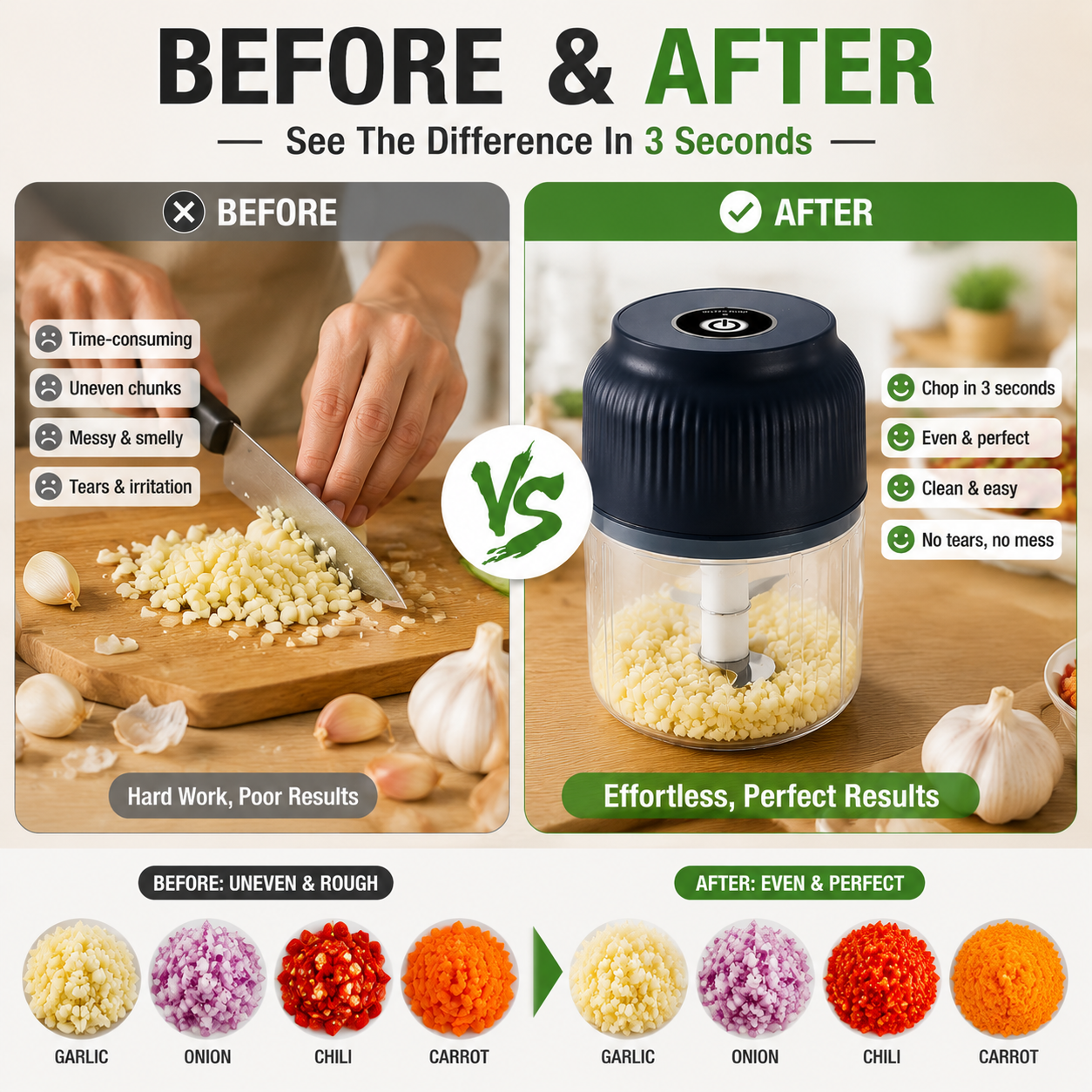 🔥50% off on the last day| 😩 Still Chopping Garlic by Hand? Household Electric Garlic Crusher