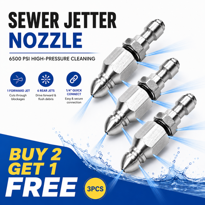 📢📢49% OFF !! ⏰🚿 6500 PSI Sewer Jetter Nozzle – 1/4" Quick Connect Drain Cleaning Attachment