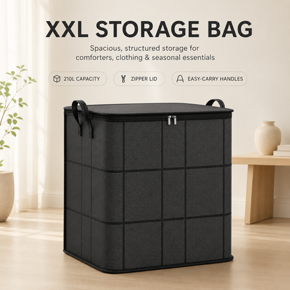 Spacious Moving Storage Bin – Large Capacity Zippered Fabric Organizer for Bedding & Clothes