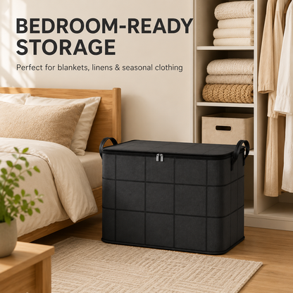 Spacious Moving Storage Bin – Large Capacity Zippered Fabric Organizer for Bedding & Clothes