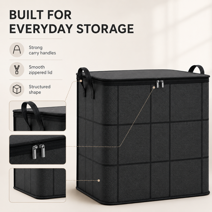 Spacious Moving Storage Bin – Large Capacity Zippered Fabric Organizer for Bedding & Clothes