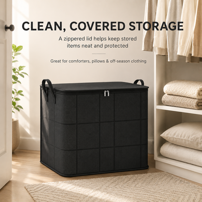 Spacious Moving Storage Bin – Large Capacity Zippered Fabric Organizer for Bedding & Clothes