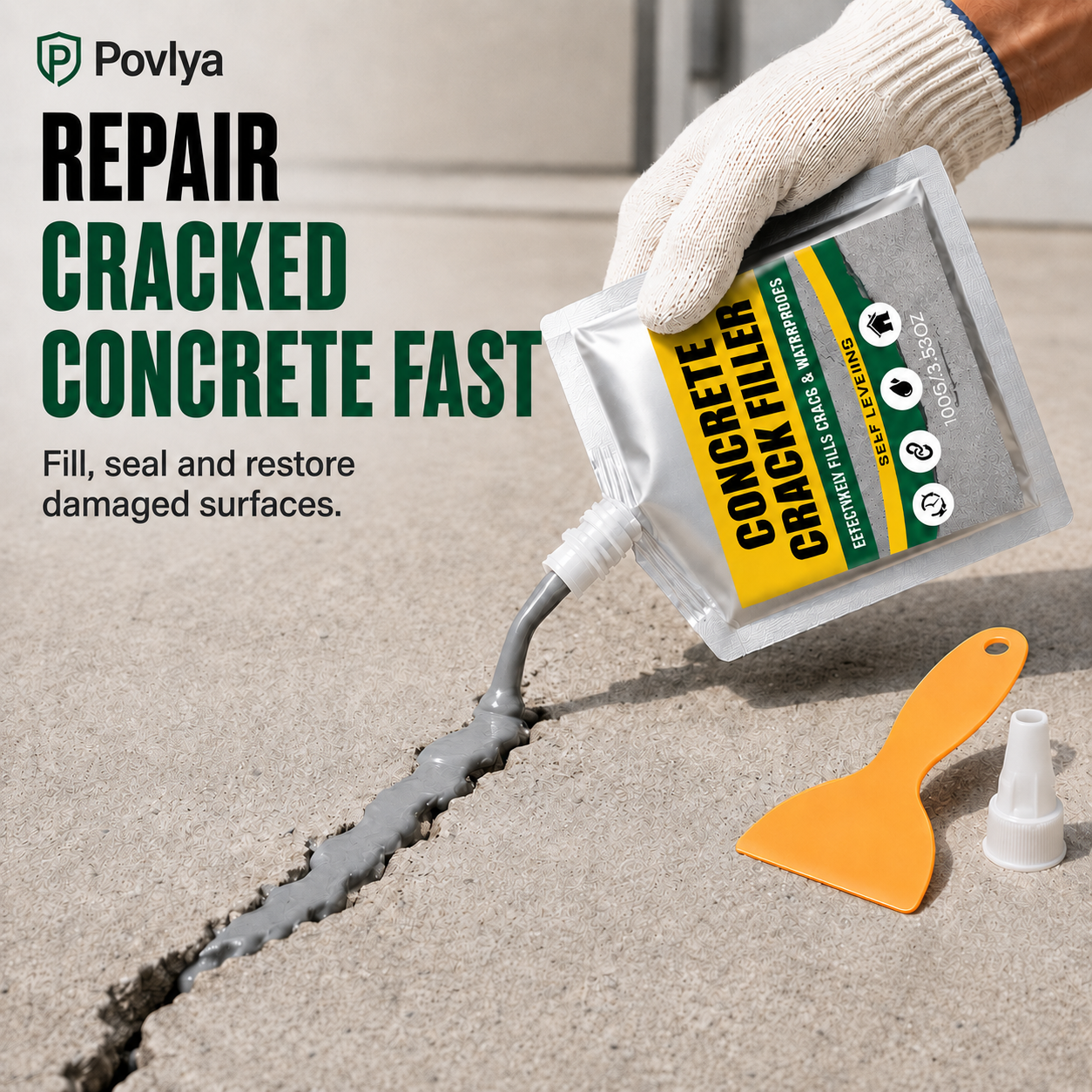 📢📢49% OFF !! ⏰🏠 Waterproof Concrete Crack Filler for Indoor & Outdoor Use