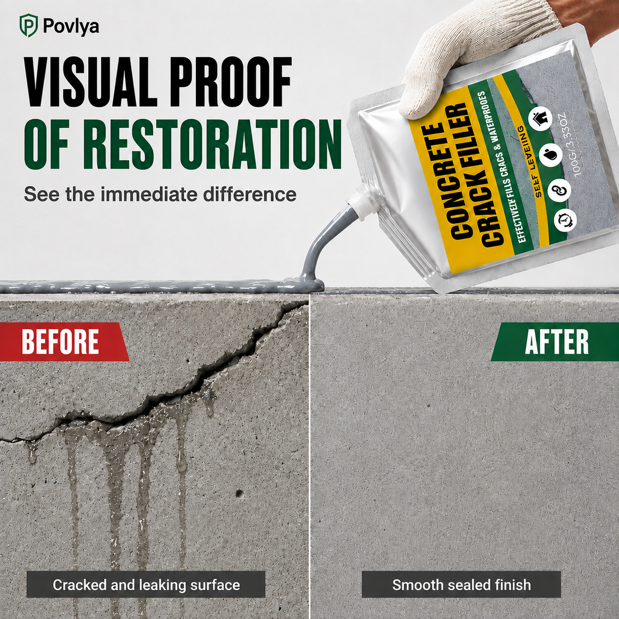 📢📢49% OFF !! ⏰🏠 Waterproof Concrete Crack Filler for Indoor & Outdoor Use