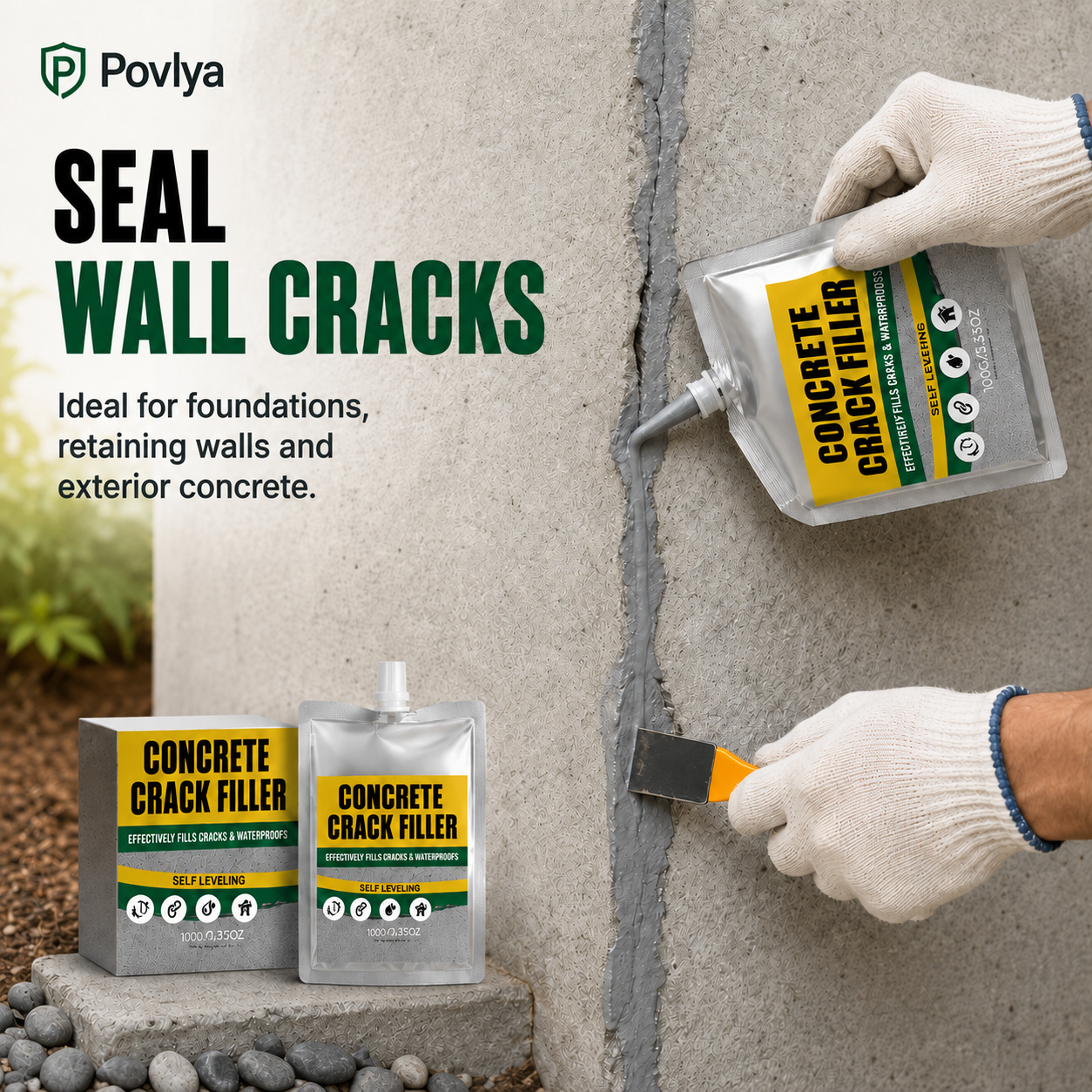 📢📢49% OFF !! ⏰🏠 Waterproof Concrete Crack Filler for Indoor & Outdoor Use