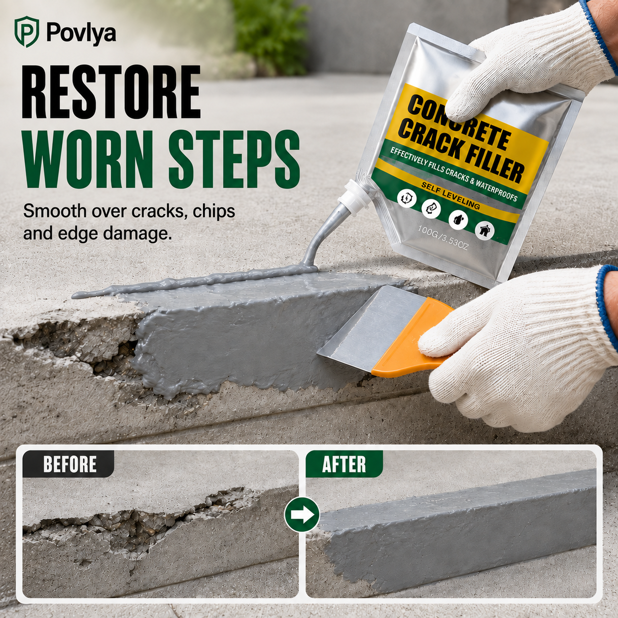 📢📢49% OFF !! ⏰🏠 Waterproof Concrete Crack Filler for Indoor & Outdoor Use