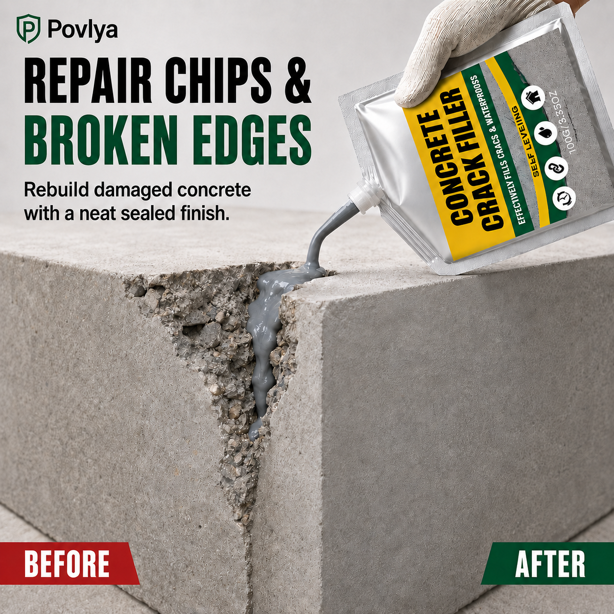 📢📢49% OFF !! ⏰🏠 Waterproof Concrete Crack Filler for Indoor & Outdoor Use
